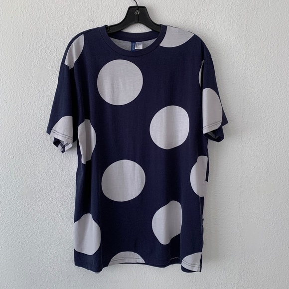 H&M Other - H&M large white polka dot crew neck blue t-shirt